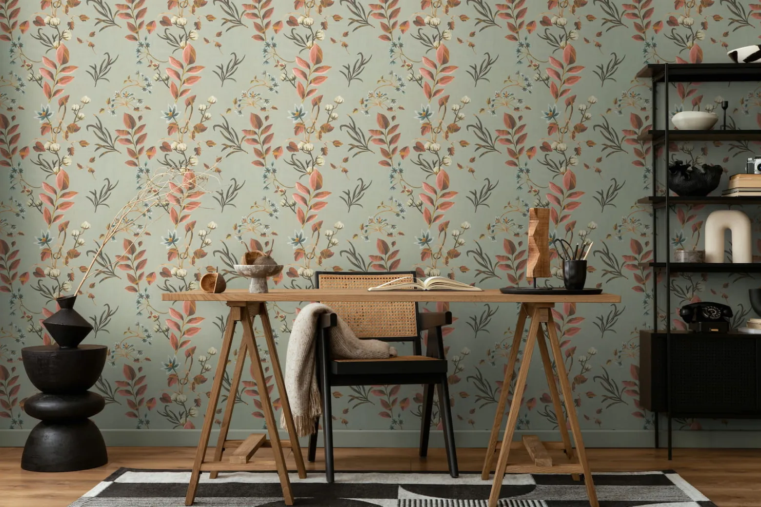 Vliestapete Blätter Floral Vintage Grün Grau 78212-2