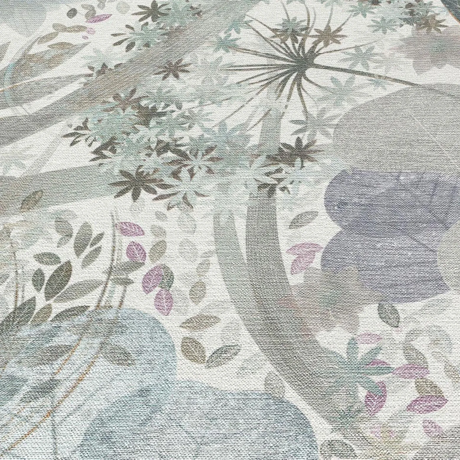 Vliestapete Blätter Floral Weiß Grün Blau 10506-24