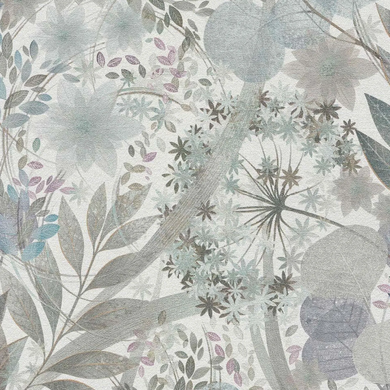 Vliestapete Blätter Floral Weiß Grün Blau 10506-24