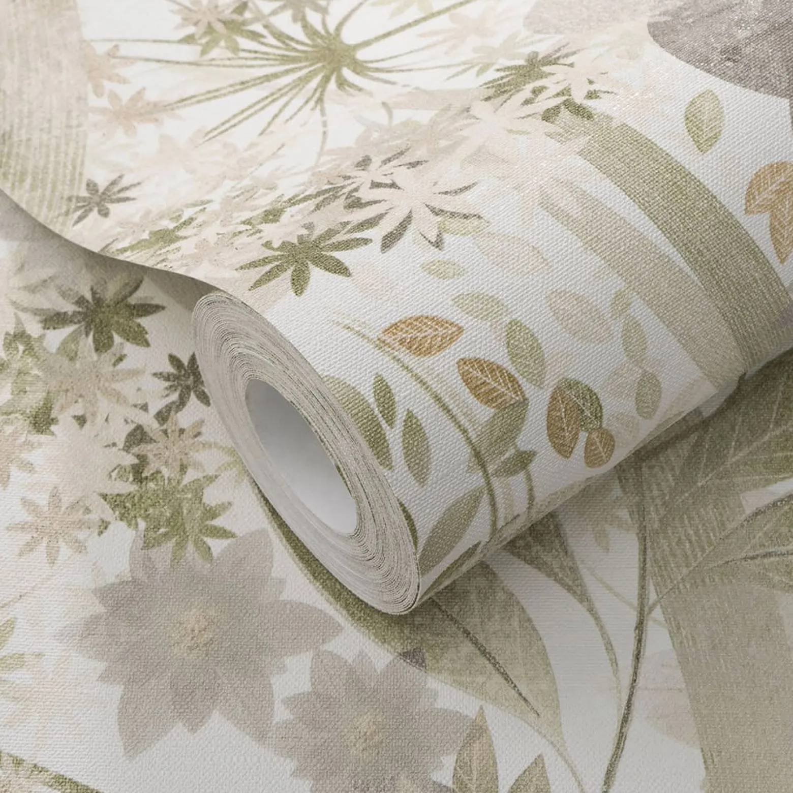 Vliestapete Blätter Floral Weiß Grün Braun 10506-35