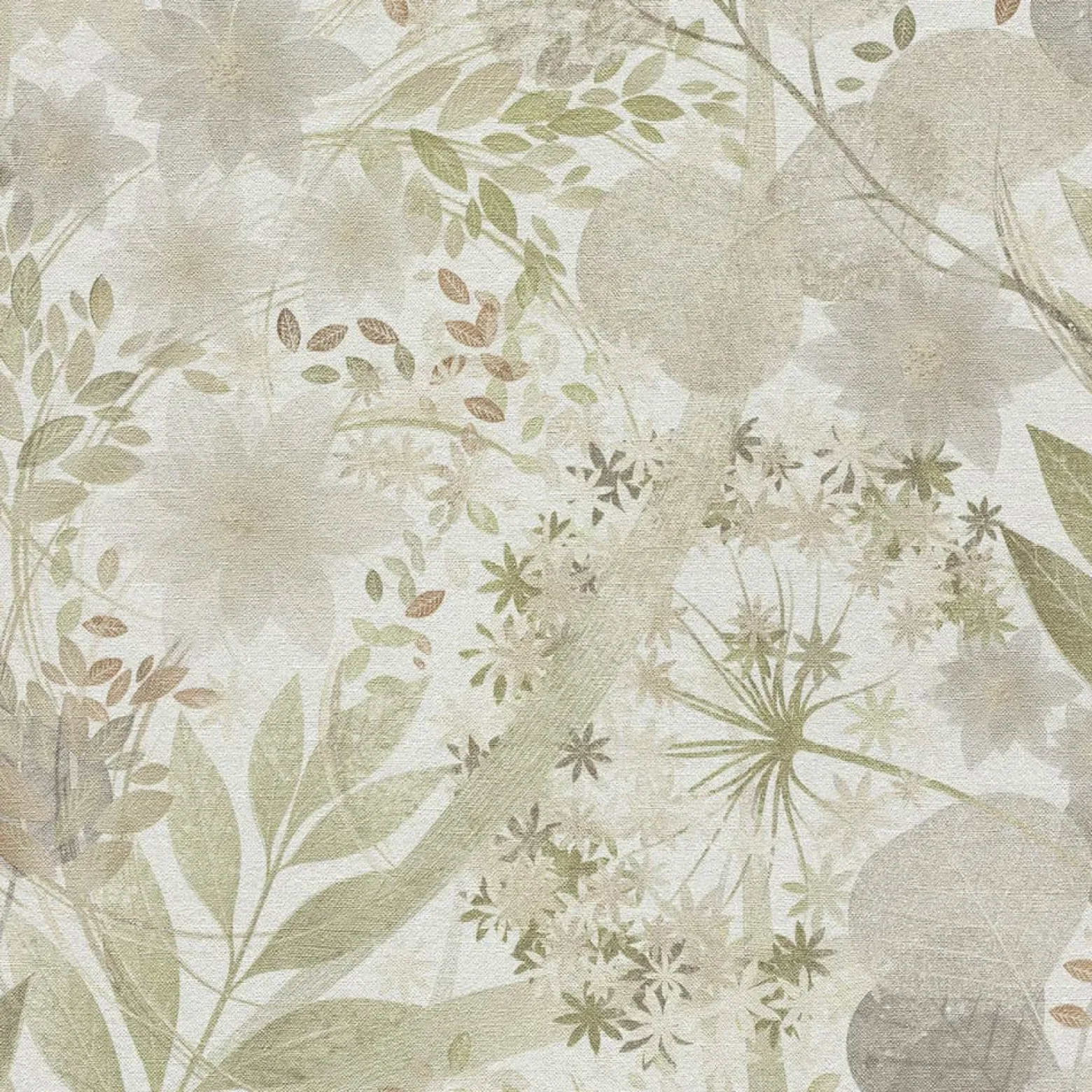 Vliestapete Blätter Floral Weiß Grün Braun 10506-35