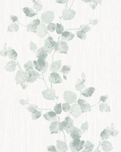 Vliestapete Blätter Floral weiß grüngrau Novamur 6734-20