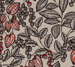 Vliestapete Blätter Früchte beige grau rot 37754-3