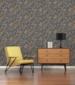 Vliestapete Blätter Früchte taupe weiß 37754-9