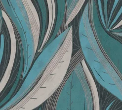 Vliestapete Blätter Grafisch Blau Silber Metallic 78655-2