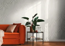 Vliestapete Blätter Grafisch Grau Silber Metallic 78655-5