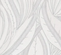 Vliestapete Blätter Grafisch Grau Silber Metallic 78655-5