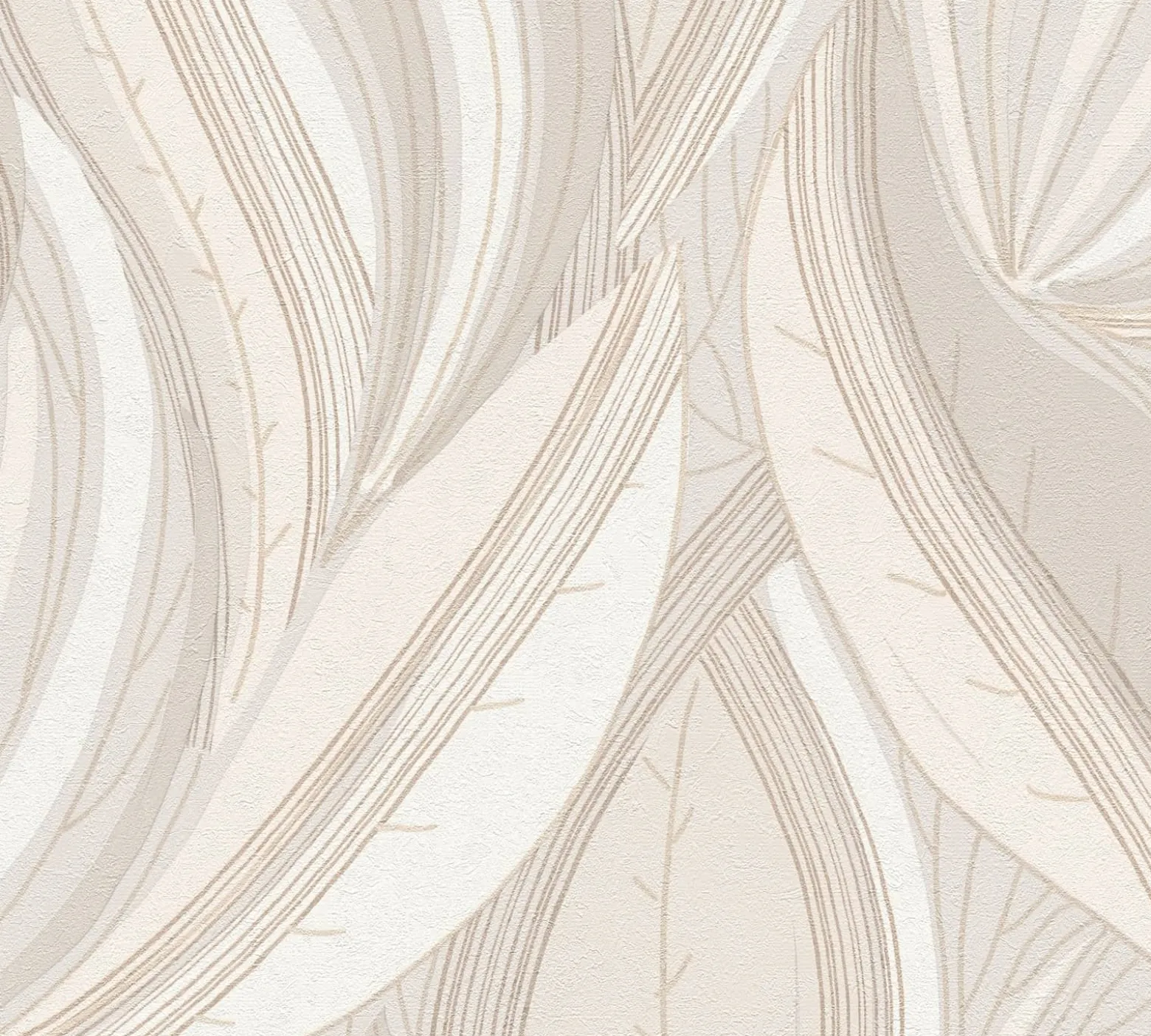 Vliestapete Blätter Grafisch Creme Beige Metallic 78655-4