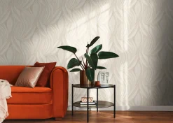 Vliestapete Blätter Grafisch Creme Beige Metallic 78655-4