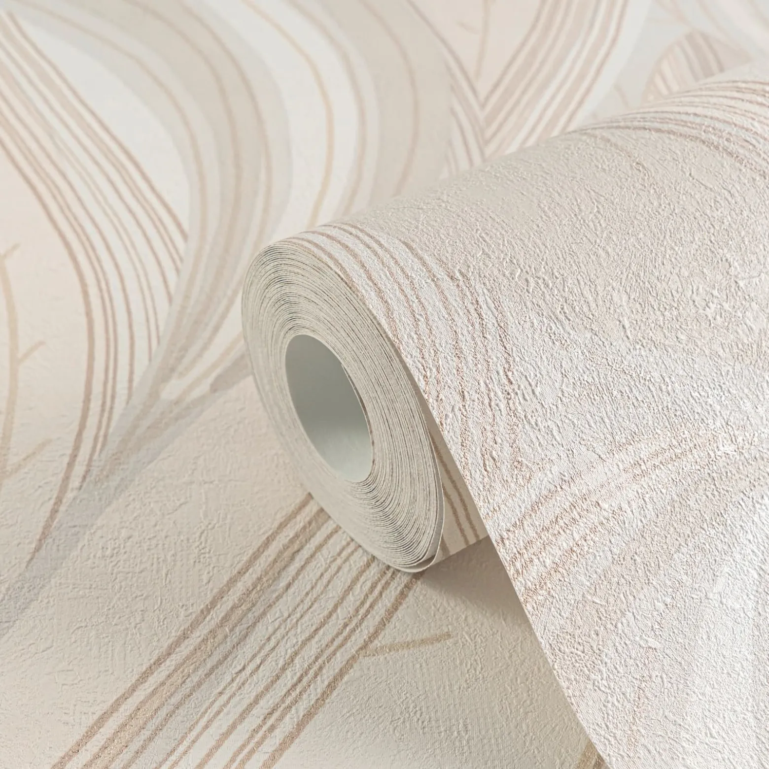 Vliestapete Blätter Grafisch Creme Beige Metallic 78655-4