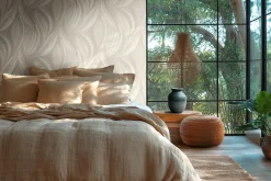 Vliestapete Blätter Grafisch Creme Beige Metallic 78655-4