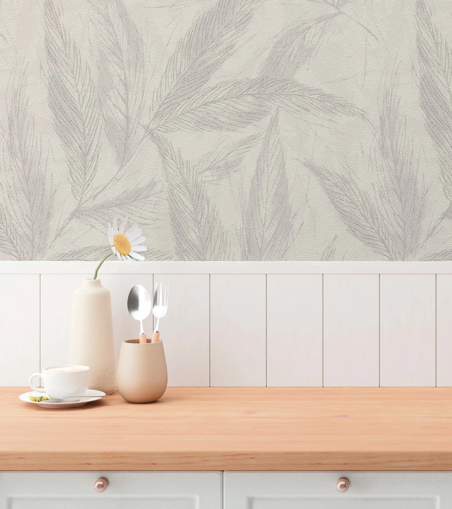 Vliestapete Blätter Grau Silber Metallic 79096-4