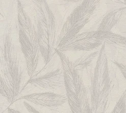 Vliestapete Blätter Grau Silber Metallic 79096-4