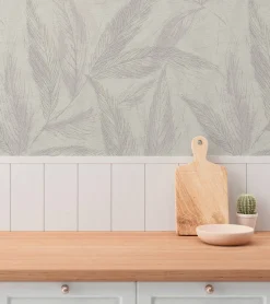 Vliestapete Blätter Grau Silber Metallic 79096-4