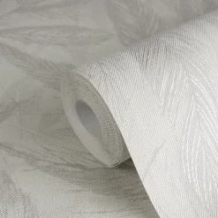 Vliestapete Blätter Grau Silber Metallic 79096-4