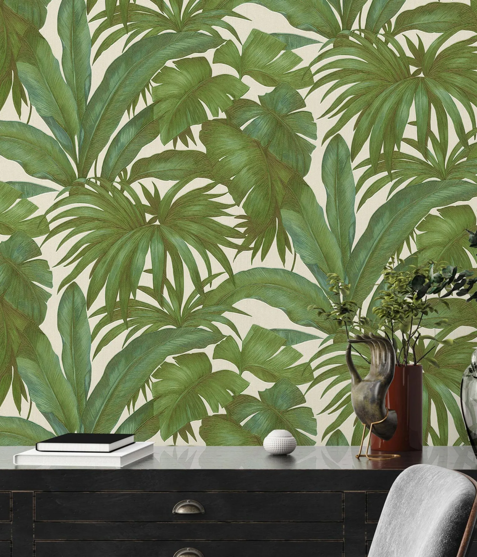 Vliestapete Blätter grün creme Versace 96240-5