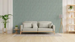 Vliestapete Blätter Grün Silber Metallic 79096-5