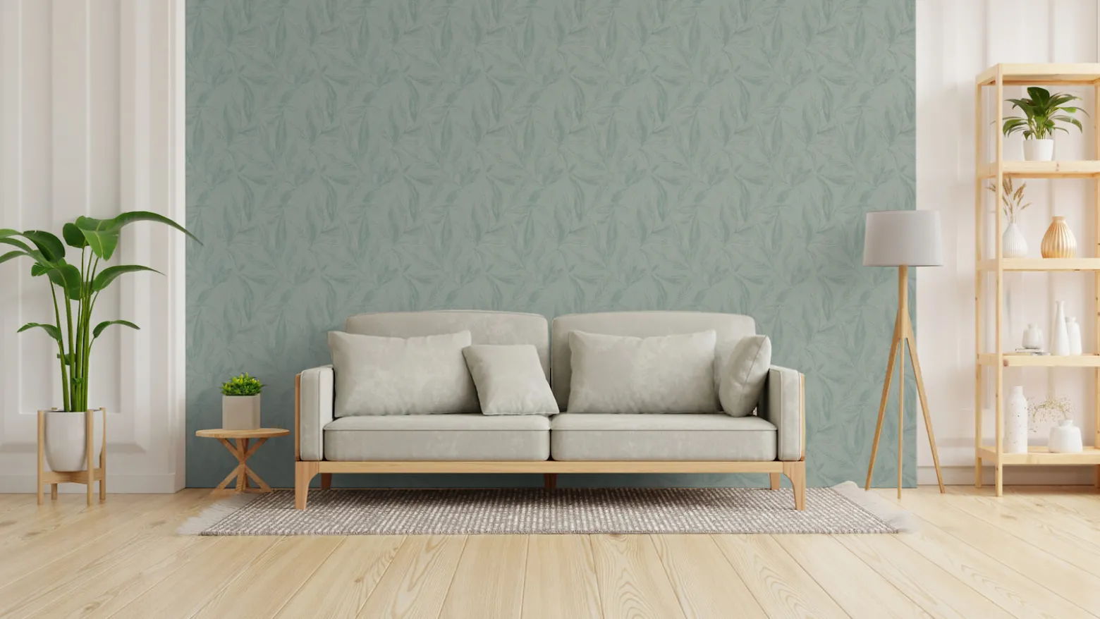 Vliestapete Blätter Grün Silber Metallic 79096-5