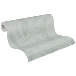 Vliestapete Blätter Grün Silber Metallic 79096-5