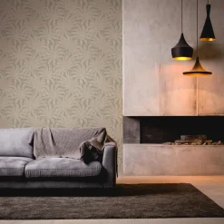 Vliestapete Blätter Grün Weiß Gold Metallic 39501-2