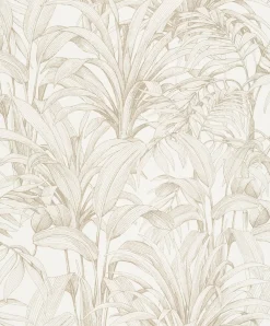 Vliestapete Blätter Illustration Creme Gold A51402