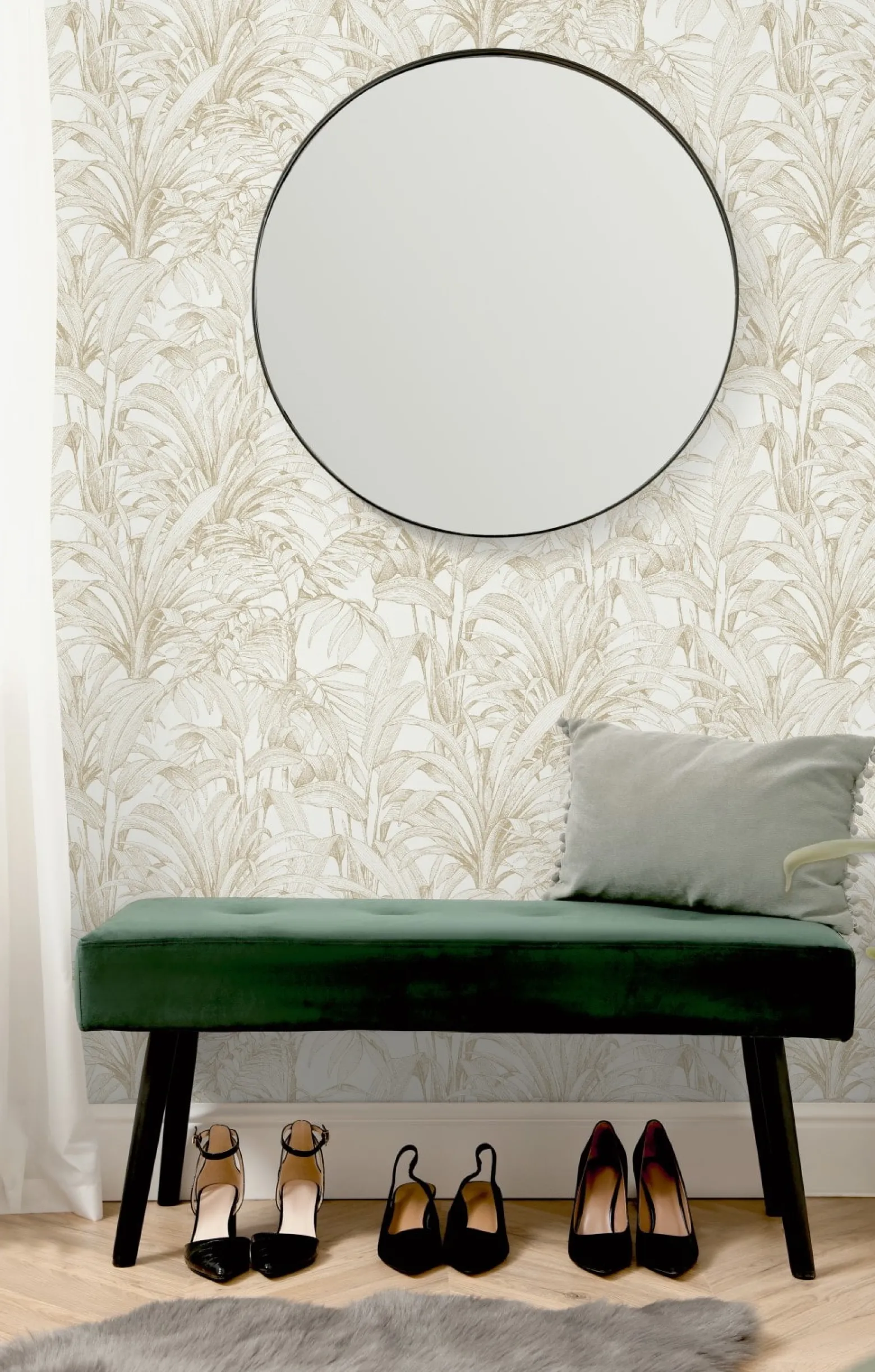 Vliestapete Blätter Illustration Creme Gold A51402
