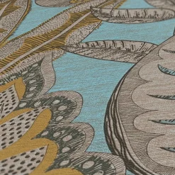 Vliestapete Blätter Illustration Blau Braun 39346-4