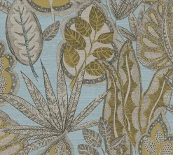 Vliestapete Blätter Illustration Blau Braun 39346-4