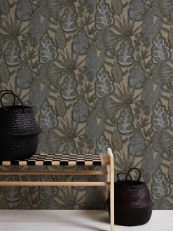 Vliestapete Blätter Illustration Beige Grau 39346-5