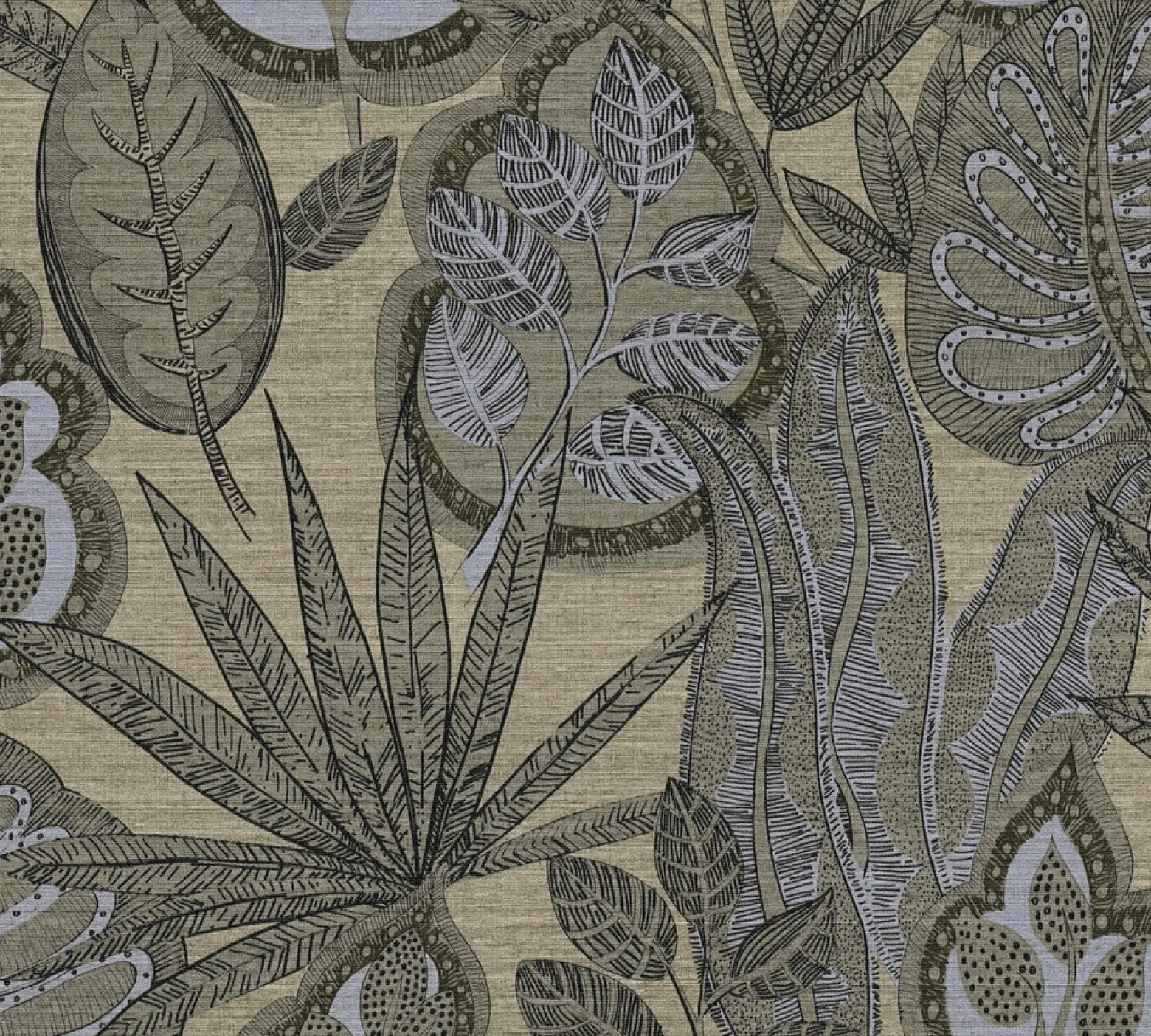 Vliestapete Blätter Illustration Beige Grau 39346-5