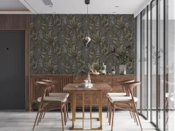 Vliestapete Blätter Illustration Beige Grau 39346-5