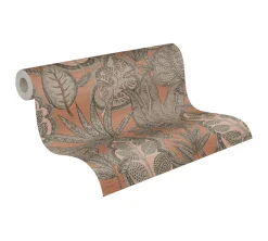 Vliestapete Blätter Illustration Orange Braun 39346-2