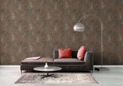 Vliestapete Blätter Illustration Orange Braun 39346-2