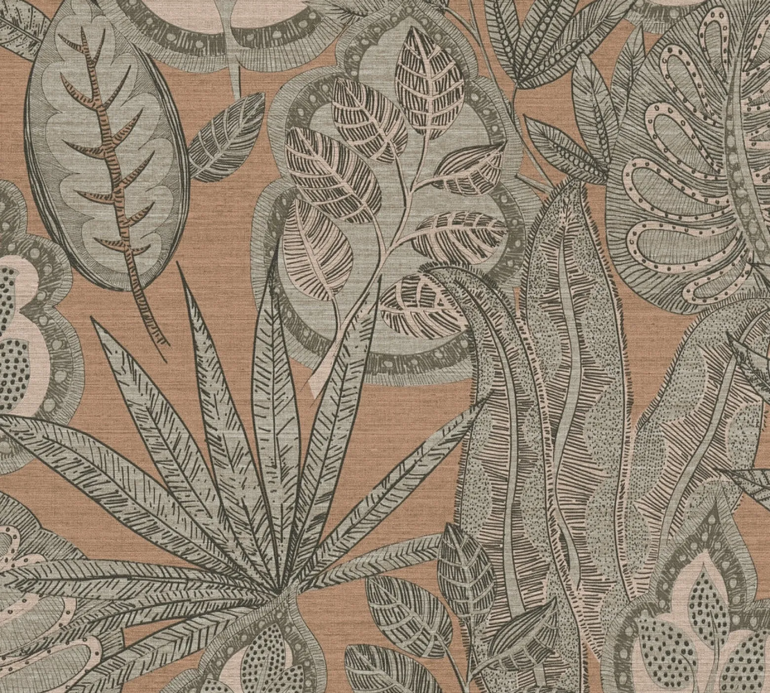 Vliestapete Blätter Illustration Orange Braun 39346-2