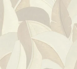 Vliestapete Blätter Muster Creme Perlmutt Metallic 79039-5