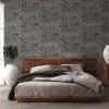 Vliestapete Blätter Palme grau schwarz Glitzer 37861-2