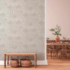 Vliestapete Blätter Palme grau weiß Glitzer 37861-4