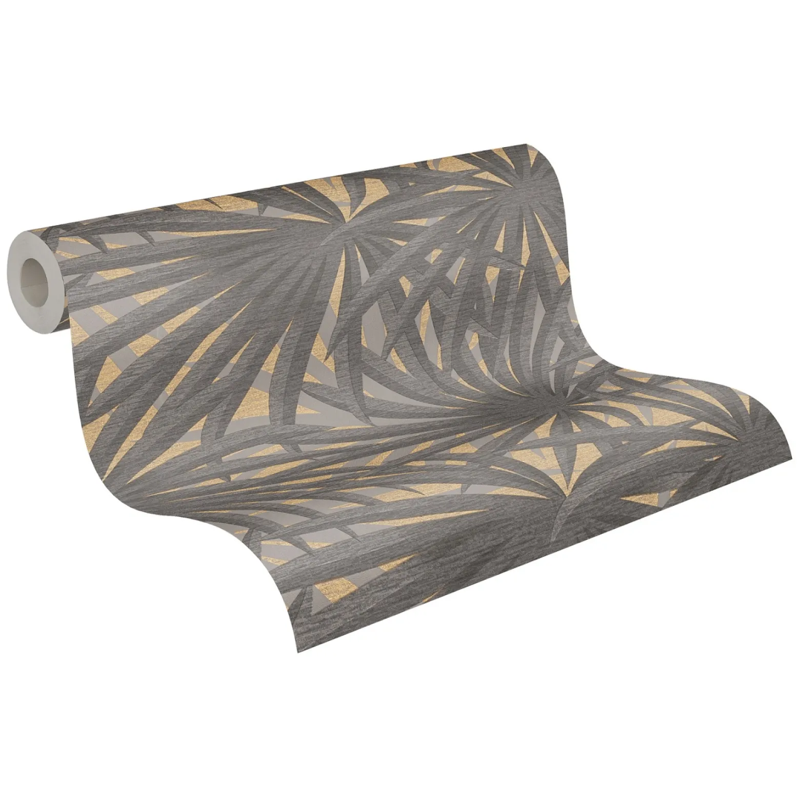 Vliestapete Blätter Palme grau gold Metallic 37861-1