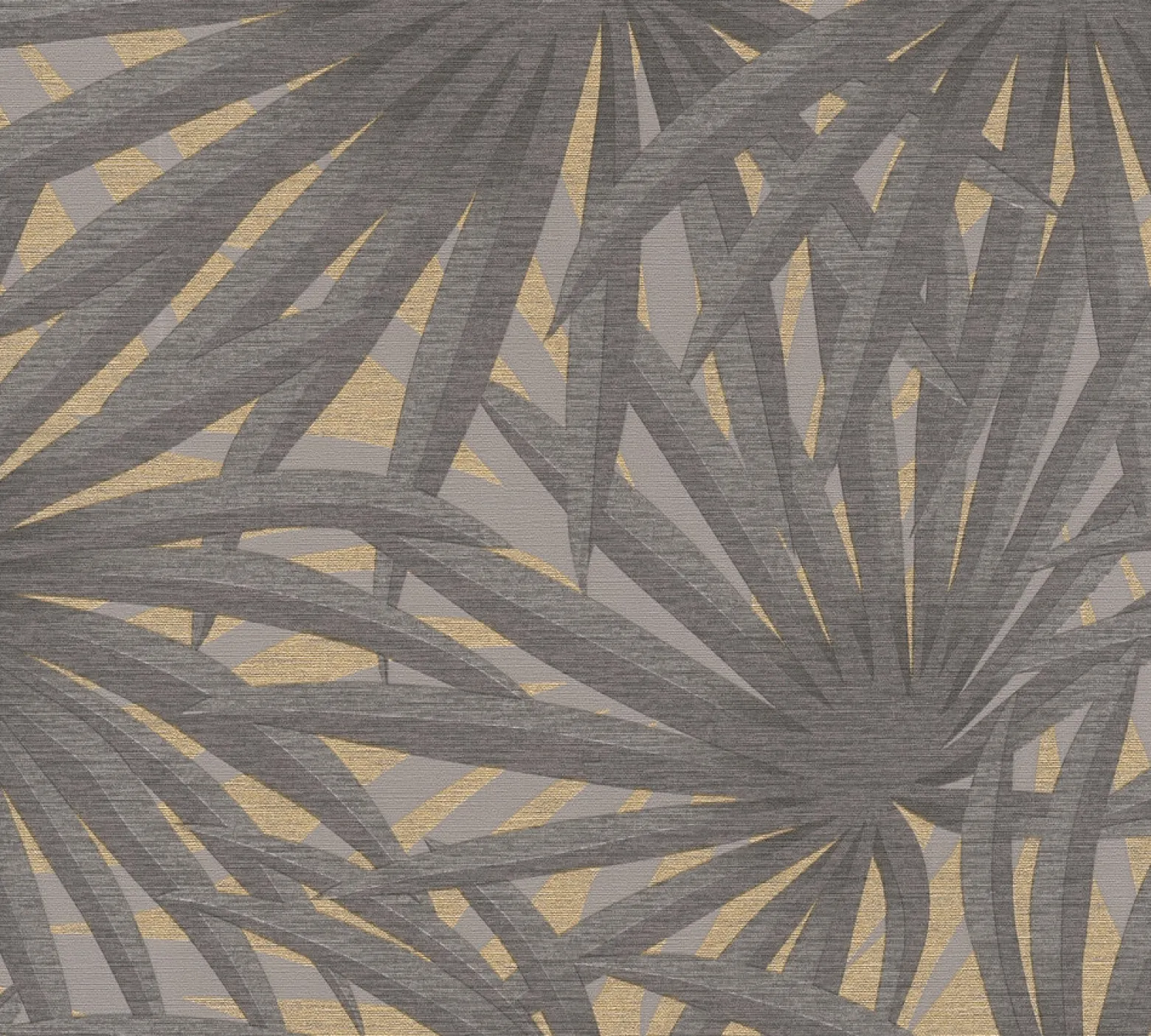 Vliestapete Blätter Palme grau gold Metallic 37861-1