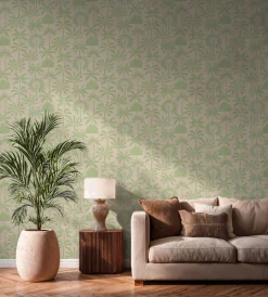 Vliestapete Blätter Palmen Beige Grün 79163-2