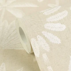 Vliestapete Blätter Palmen Beige Creme Metallic 79163-1