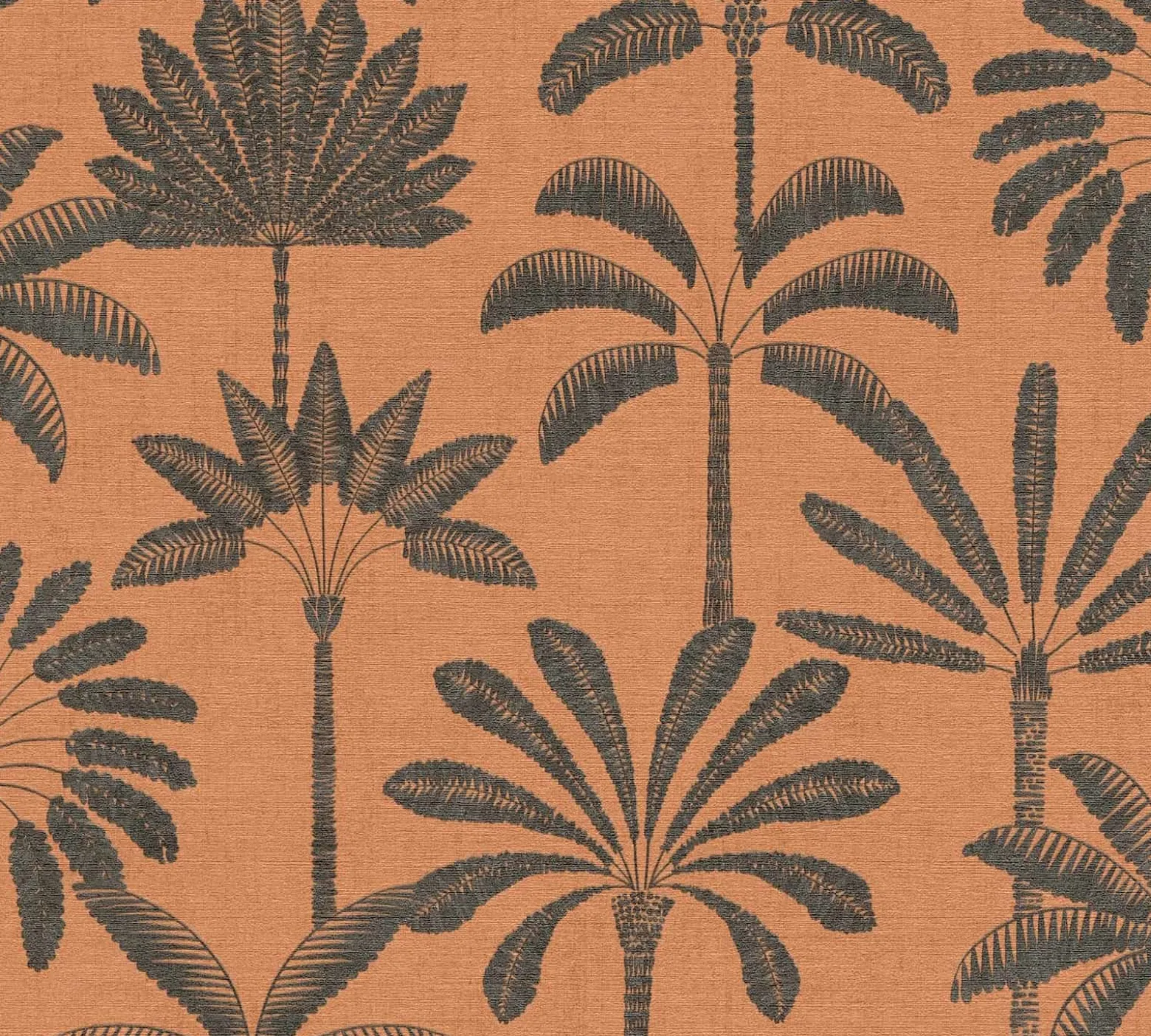 Vliestapete Blätter Palmen Orange Schwarz Metallic 79163-3