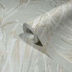 Vliestapete Blätter Palme Struktur Beige Grau 82413