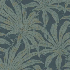 Vliestapete Blätter Petrol Grün Gold Metallic 39501-6