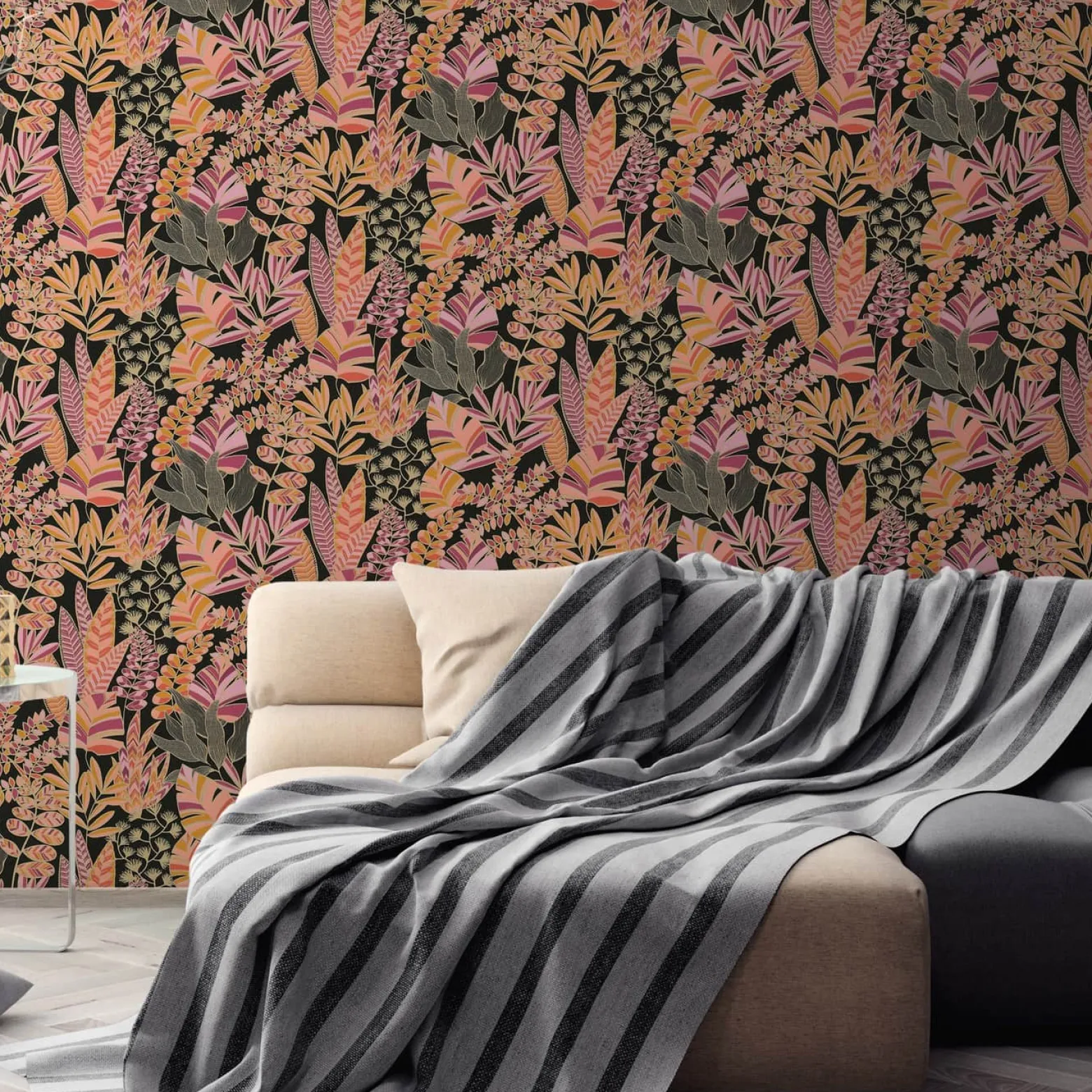 Vliestapete Blätter Pflanzen Schwarz Gold Metallic 39095-3