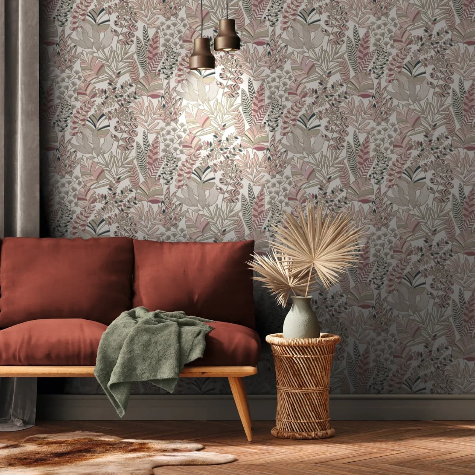 Vliestapete Blätter Pflanzen Weiß Gold Metallic 39095-4