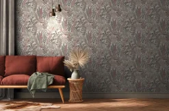 Vliestapete Blätter Pflanzen Weiß Gold Metallic 39095-4