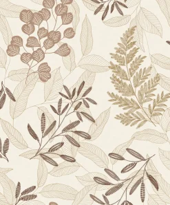 Vliestapete Blätter Ranken Creme Braun Gold A63902