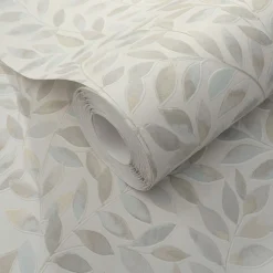Vliestapete Blätter Ranken Creme Blau Grün 10462-02