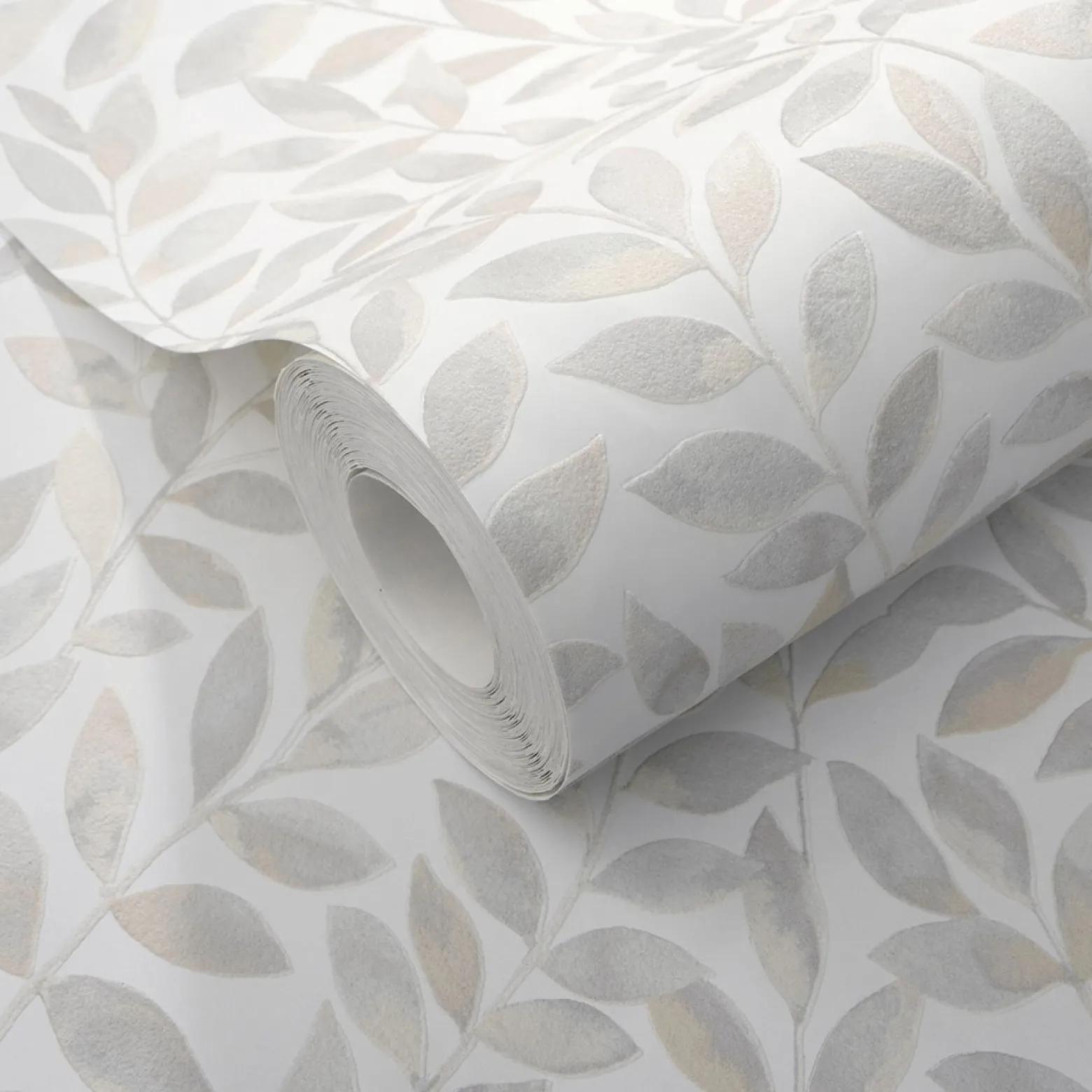 Vliestapete Blätter Ranken Weiß Beige Grau 10462-10